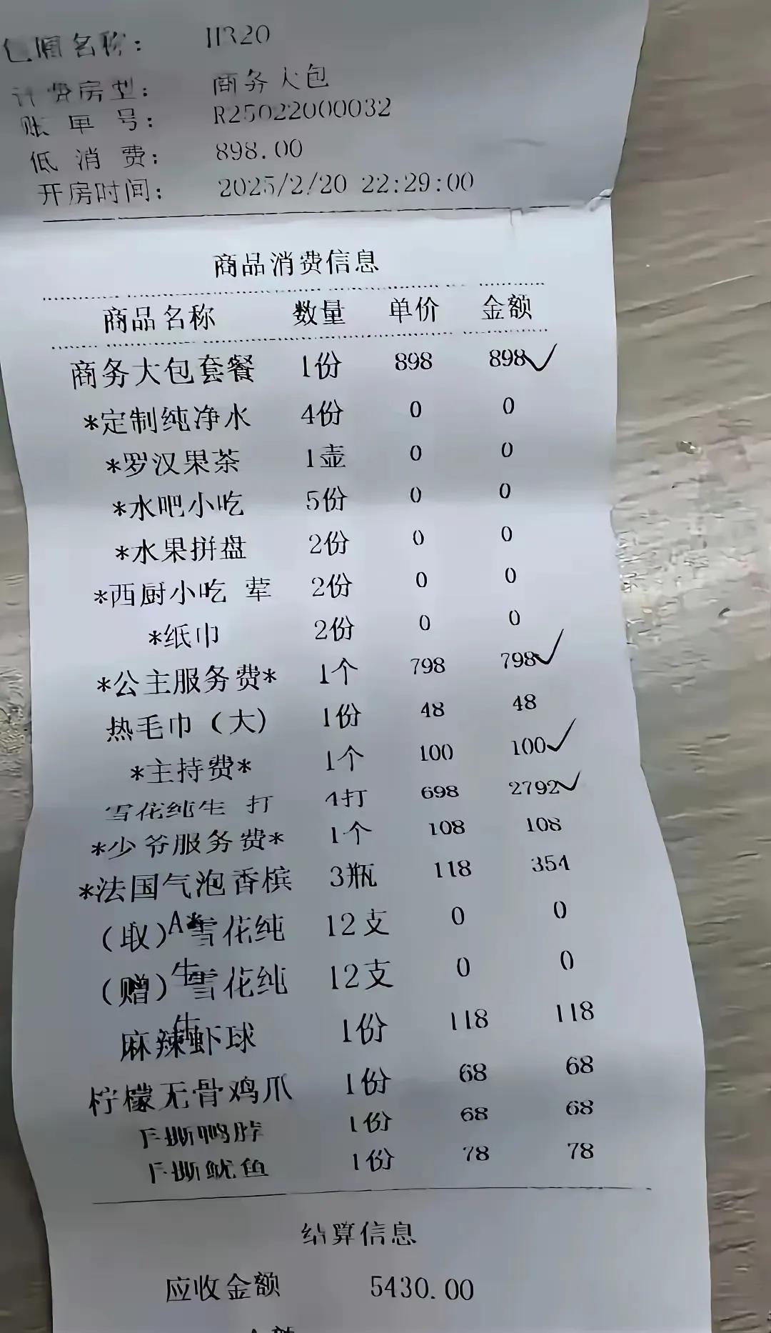 这个菜单应该还算合理吧！这么点东西也花费了5430元，这么点钱够一个人一个月的工