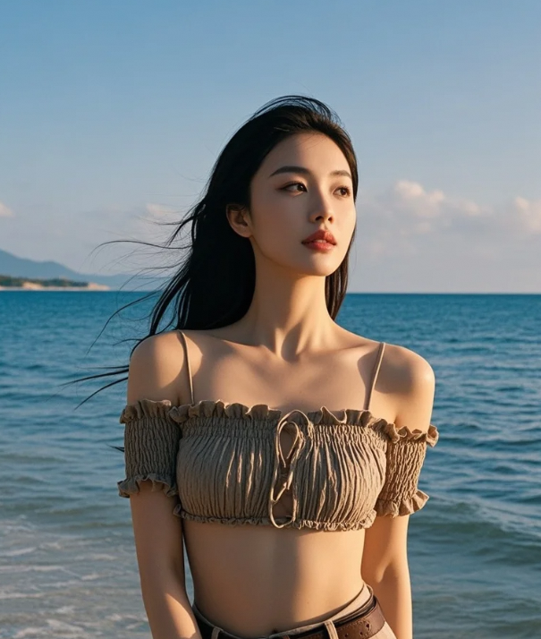 浪花溅湿衣摆，她笑靥如花的海边写真集