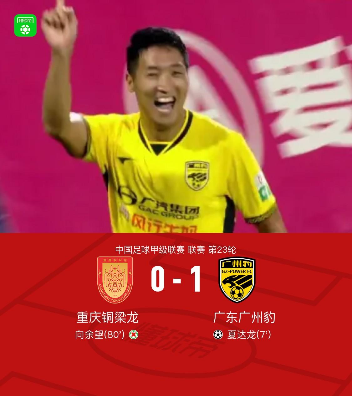 中甲冲超再度产生悬念！广州豹客场击败重庆铜梁龙全取三分，双方积分差距只剩3分。重