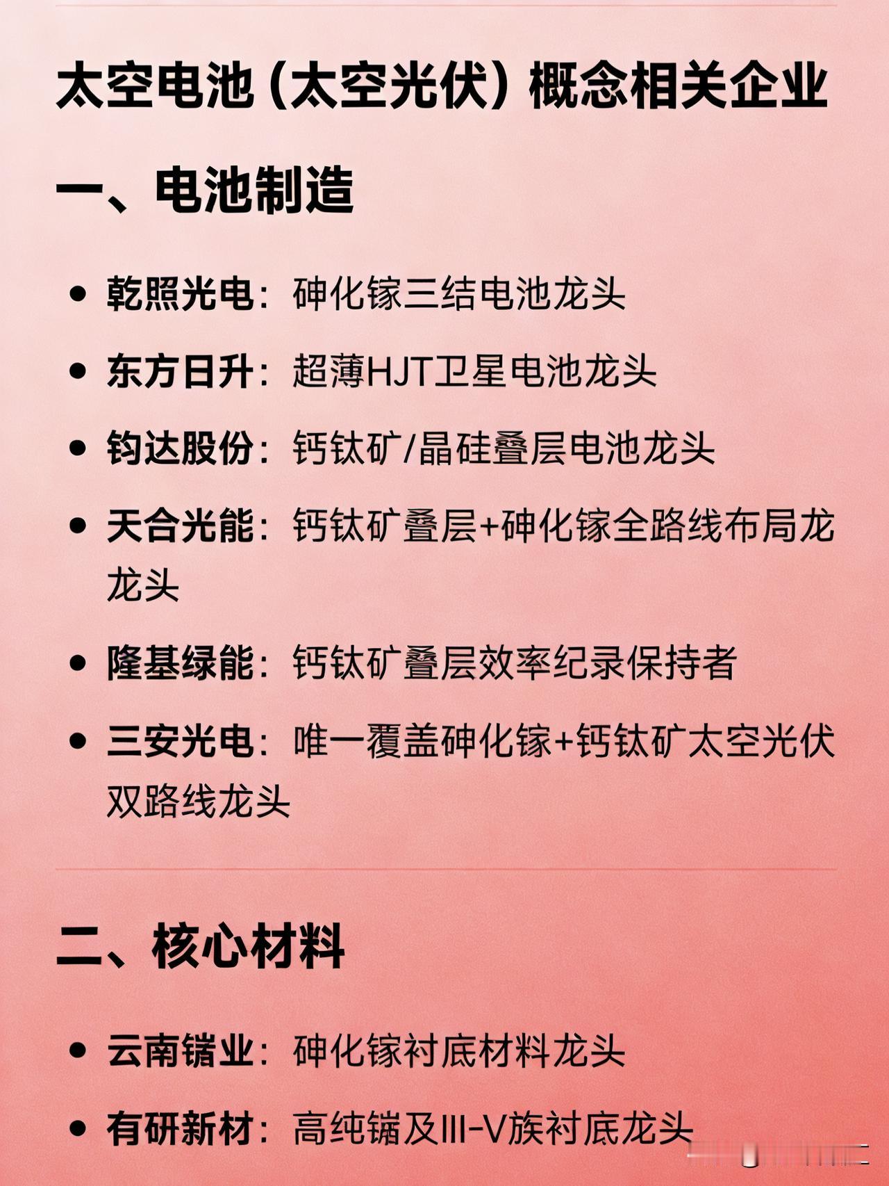 太空电池（太空光伏）概念相关龙头企业一、电池制造乾照光电：砷化镓三结电池