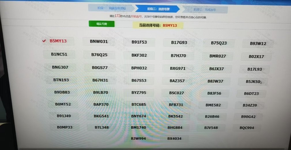 给老车去过户了下个车牌选哪个之前的是S9687