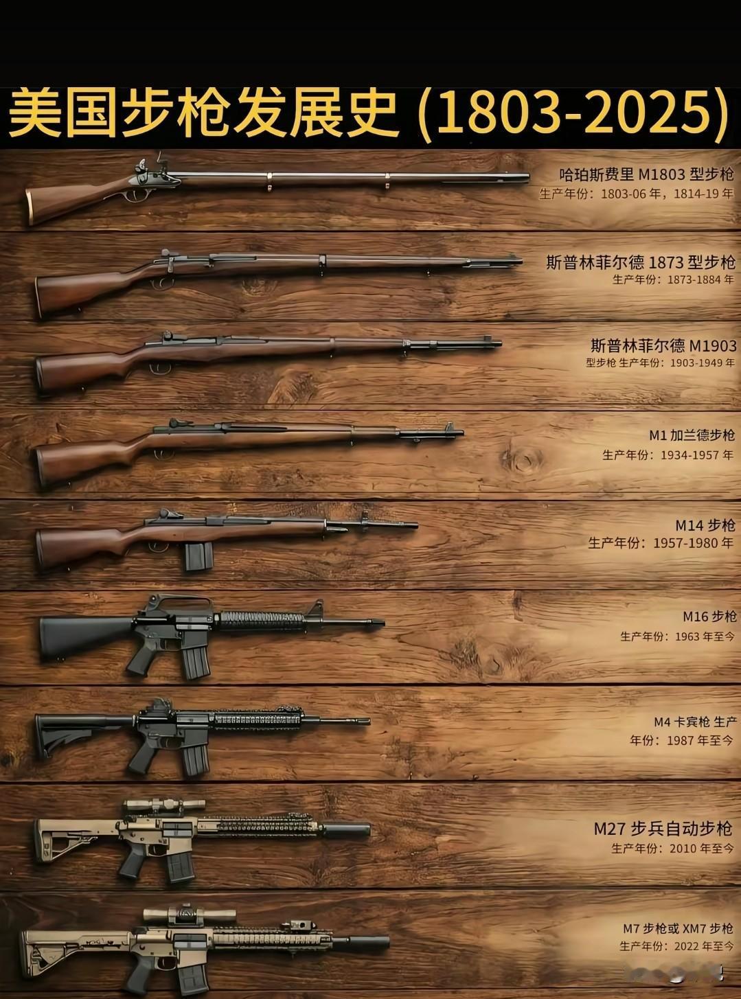 美国制式步枪发展史美国制式步枪的发展历程变革不断。一战期间，后勤武器供应面临挑