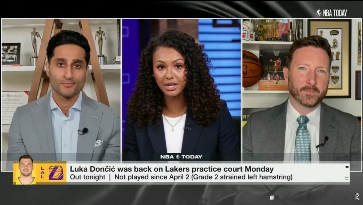 Shams：湖人队预计卢卡不会在本轮系列赛中回归。奥斯汀·里夫斯有望在首轮末段复