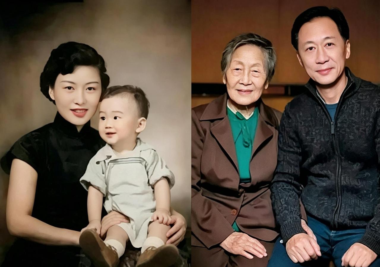 这是母子俩相隔几十年的两张合影。时间流逝，但永远无法抹去那段记忆深刻的回忆。一