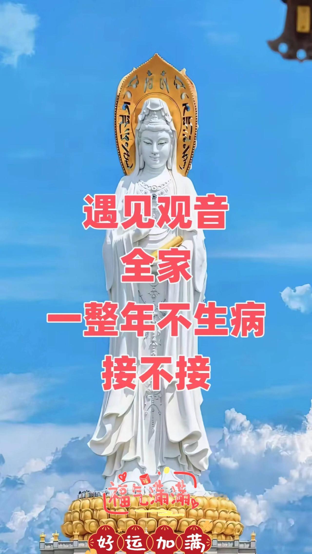 遇见观音，全家一整年不生病。接不接？福气涌涌，好运加满。怕气涌涌，70年性世。