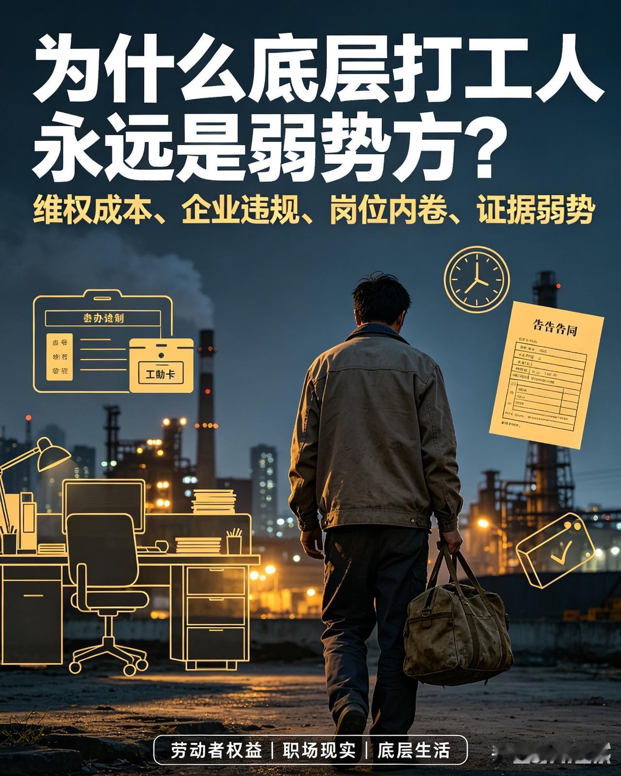 为什么底层打工人永远是弱势方？真相太现实很多人疑惑：劳动法明明摆在那里，维权