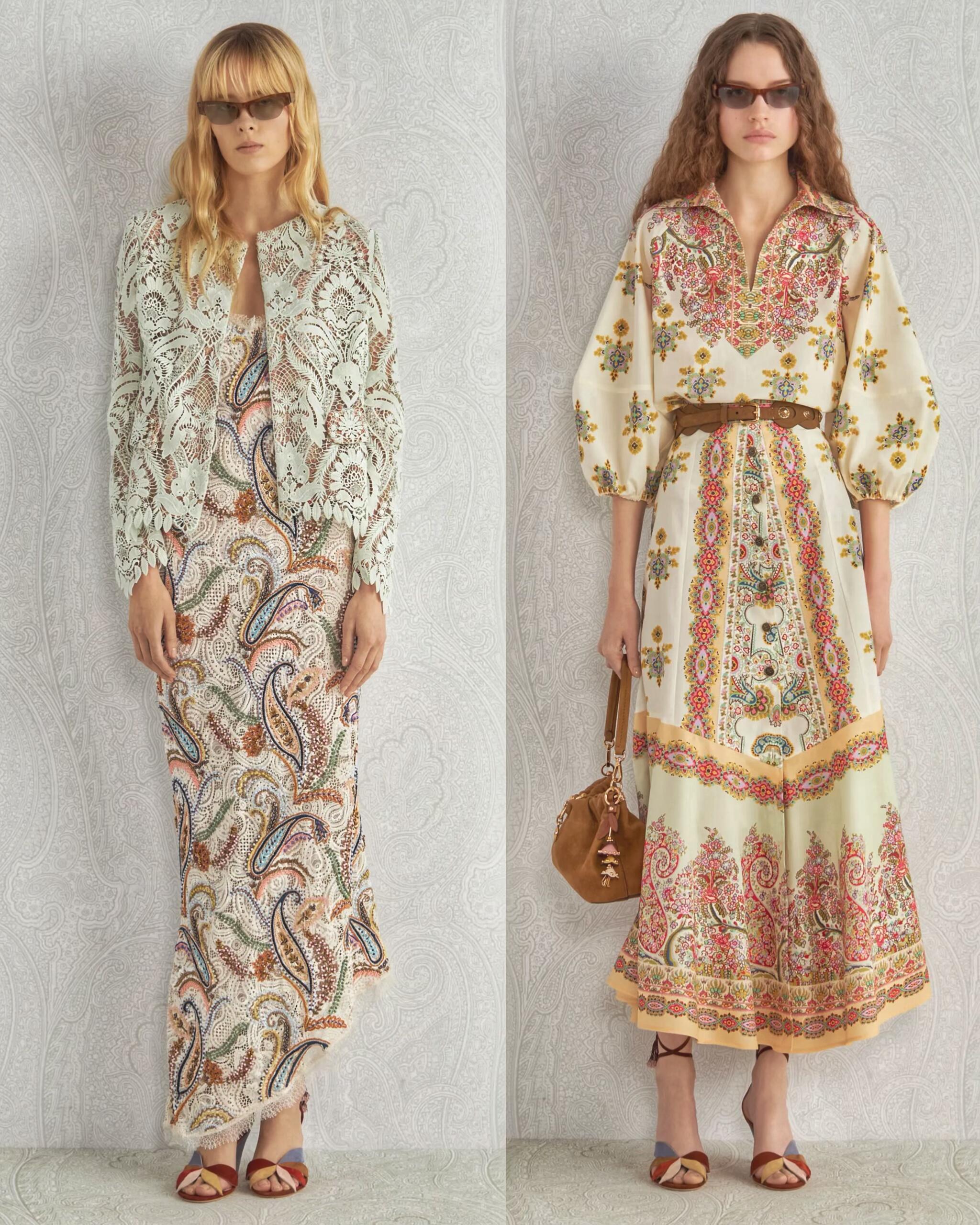 Etro2027早春度假系列本季波西米亚式的繁复、装饰性的张扬、浮夸的怪诞，仿