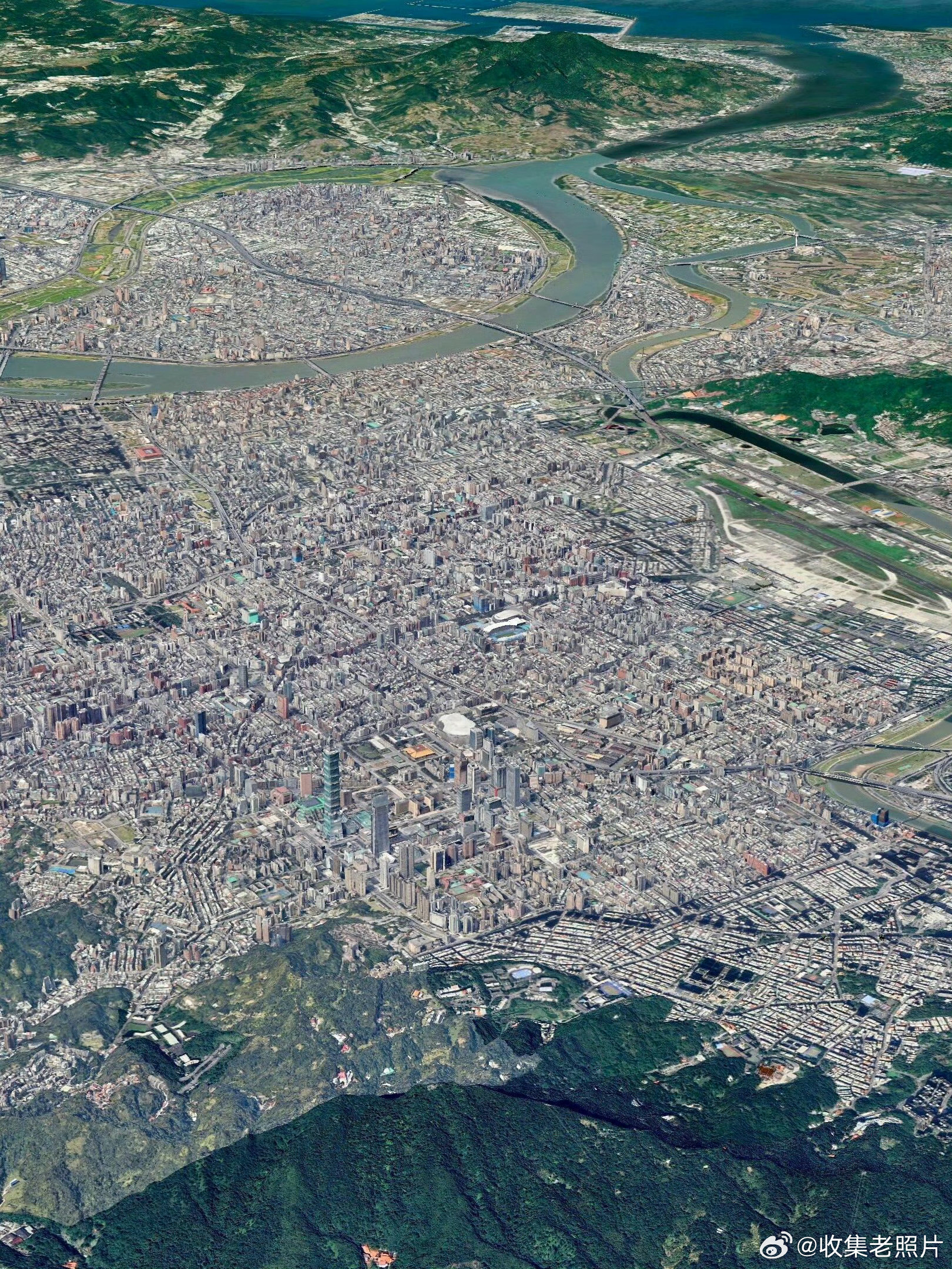 空中俯瞰台北，这类似大陆几线城市？