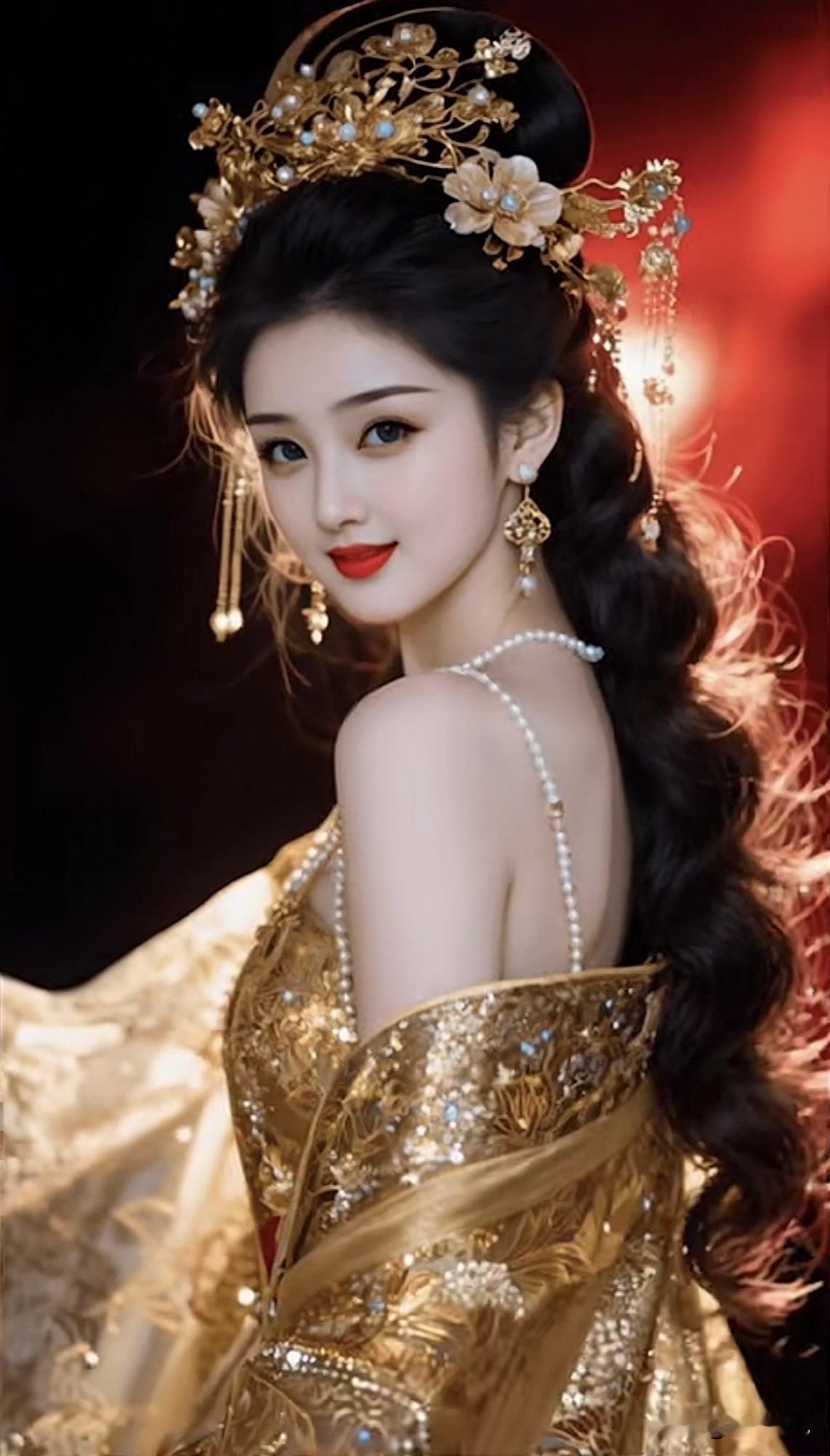 惊艳！古风美女，金装华服，古典韵味十足！古典国风美女高颜值古风女神女古装美女
