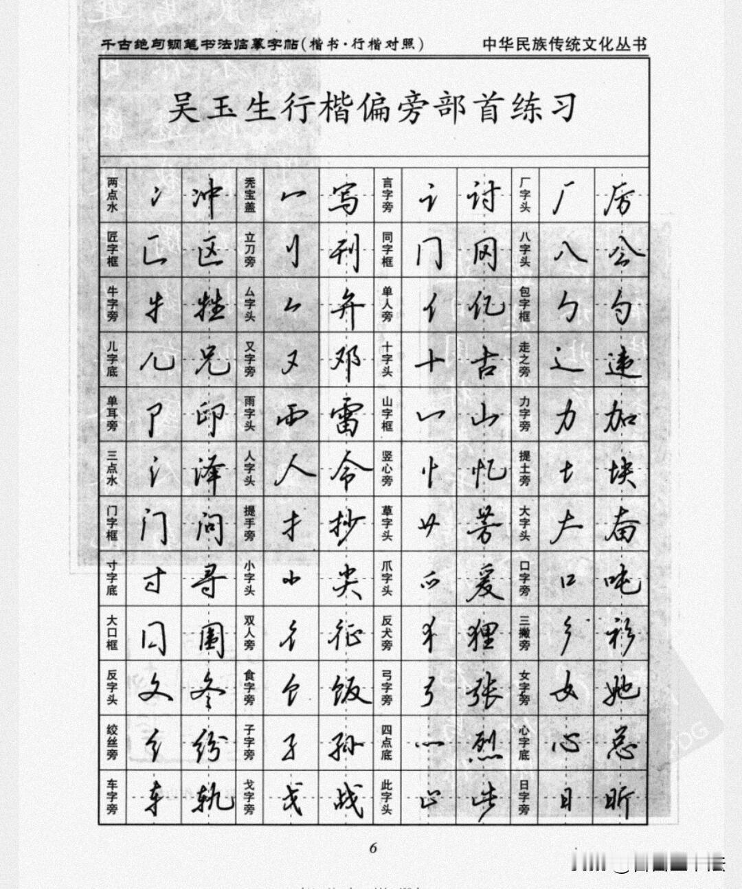 很多人练行楷直接通篇抄古诗，越写越乱，进步很慢。这套老字帖的思路很实在，先