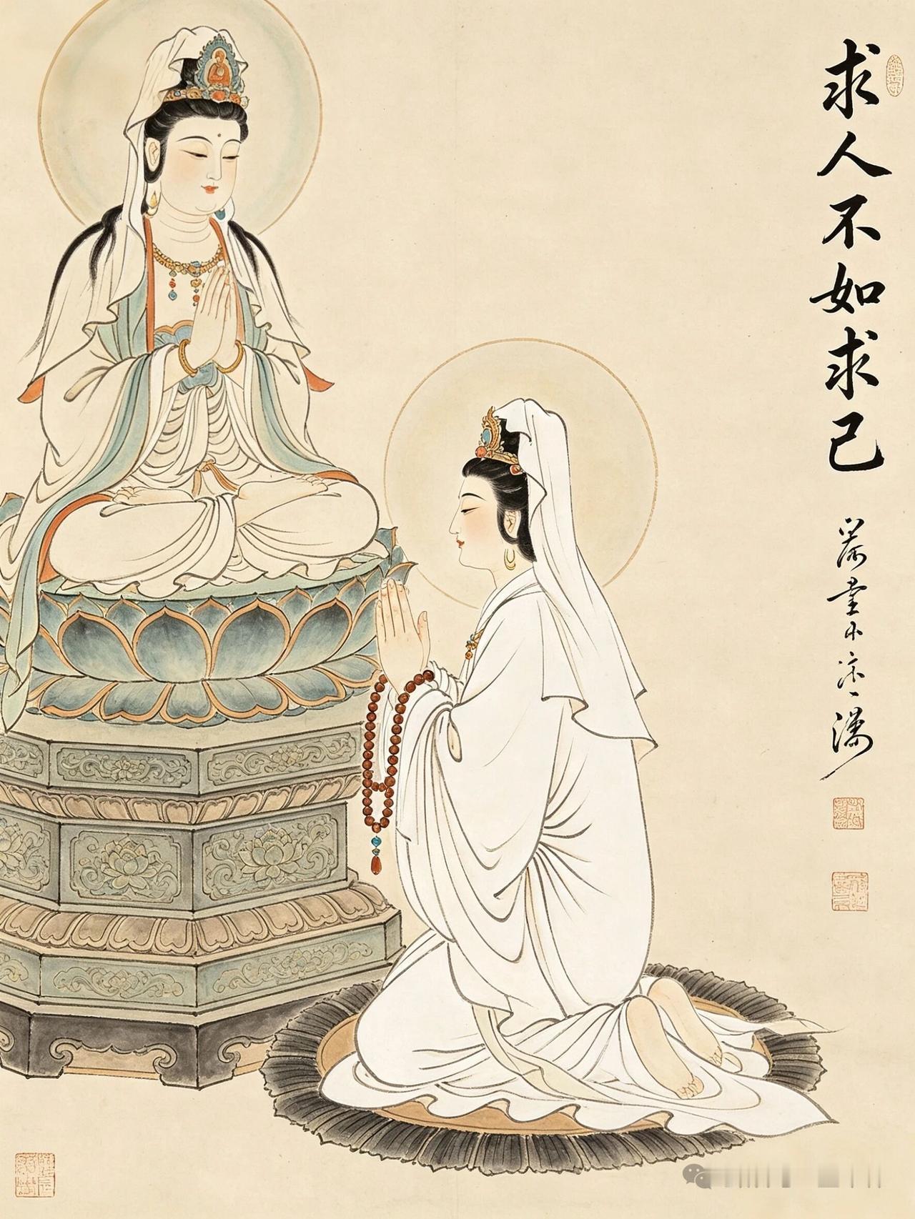 众生拜观音，观音拜自己1.典故核心传说有人到庙里拜观音，却看见观音也在拜自己
