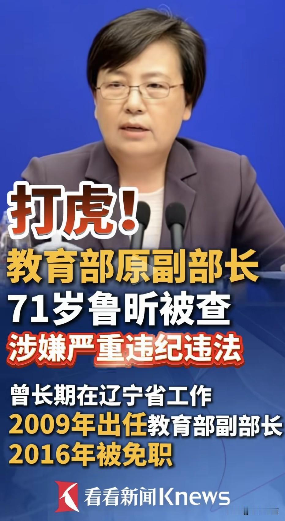 71岁，退休近十年。教育部原副部长鲁昕，被中央纪委国家监委带走了…2026年