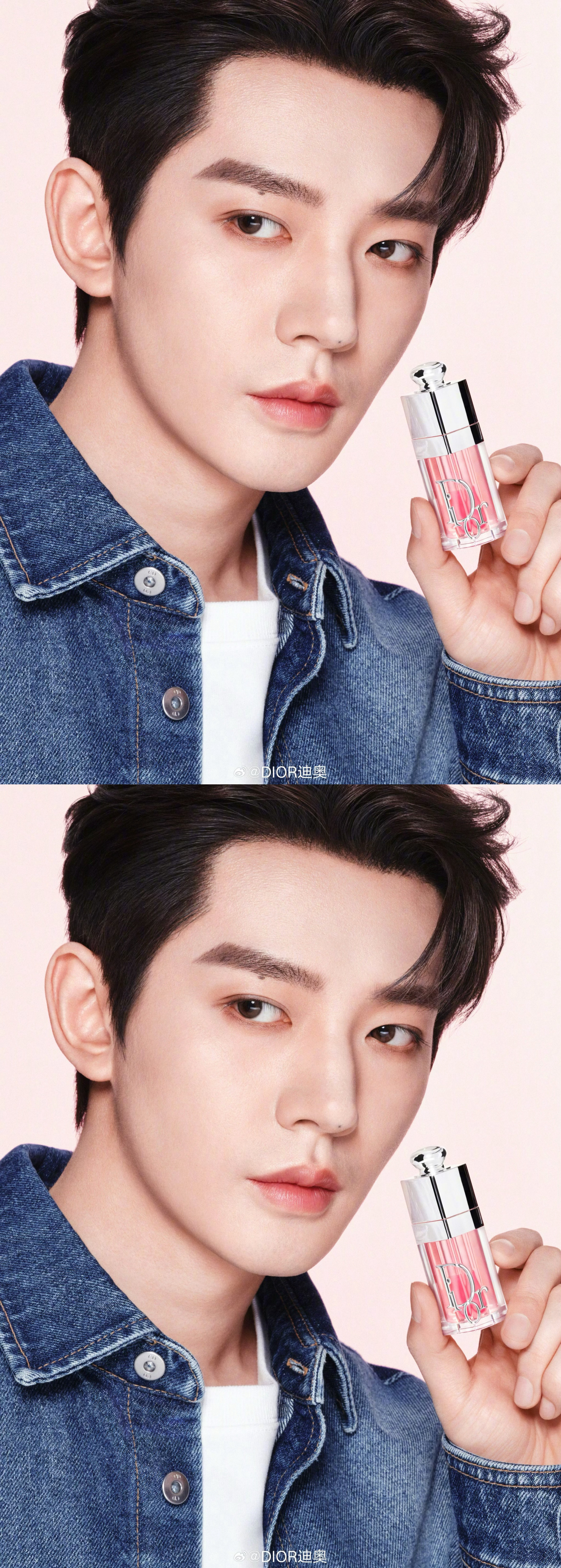 邓为新鲜迪奥大片，好帅气的牛仔为子，粉嫩嫩的唇妆，好适合春天啊