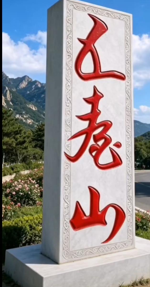 一块大石碑上写着三个大字。这几个字虽然很漂亮，你能认出吗？读出来。古景点石碑