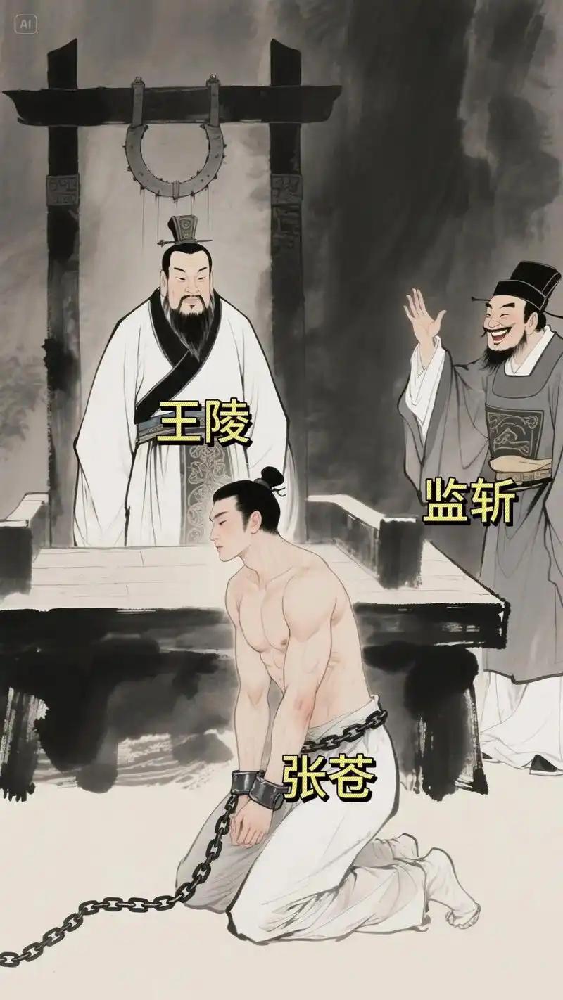 公元前207年，张苍因为运粮失误被刘邦判了腰斩。当他被扒掉衣服，准备行刑的时候。