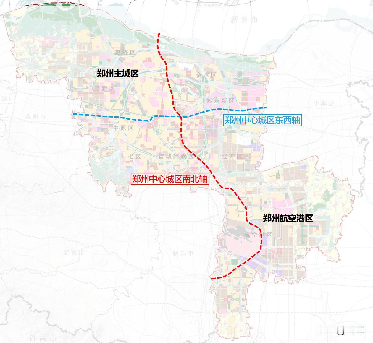 不要再争了，郑州中心城区轴线是这样分布的，附高清图！从最新批复的郑州国土空间蓝