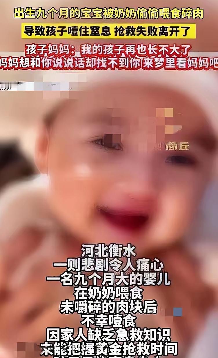 这次河北衡水的事让人心里发沉。九个月大的婴儿，被奶奶喂了一小块肉，突然就窒息
