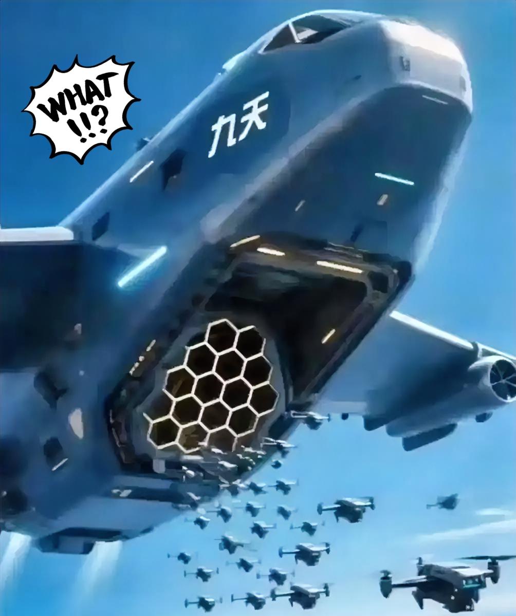 还有人担心那个“九天”无人机个头太大，飞在天上就是活靶子？说实话，这种担心完