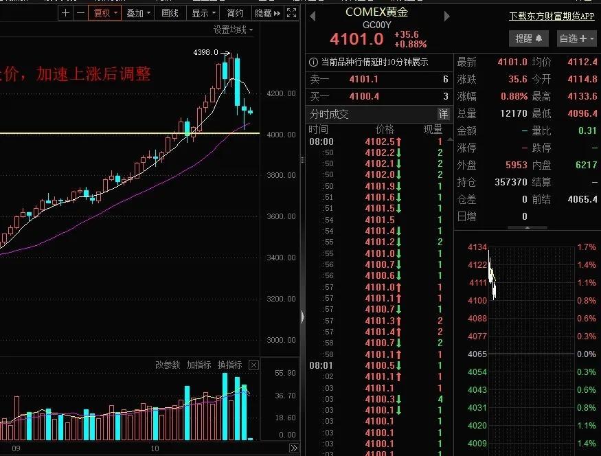 黄金高位见顶？别慌，正常的调整。黄金高位大跌，两天跌到位，直接考验了4000美元