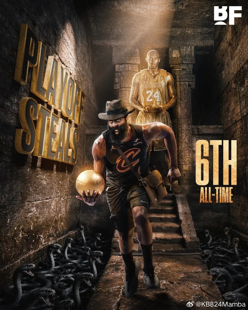 超越科比！哈登季后赛抢断数刷新个人纪录！🔥🏀哈登季后赛抢断数超科比KobeB