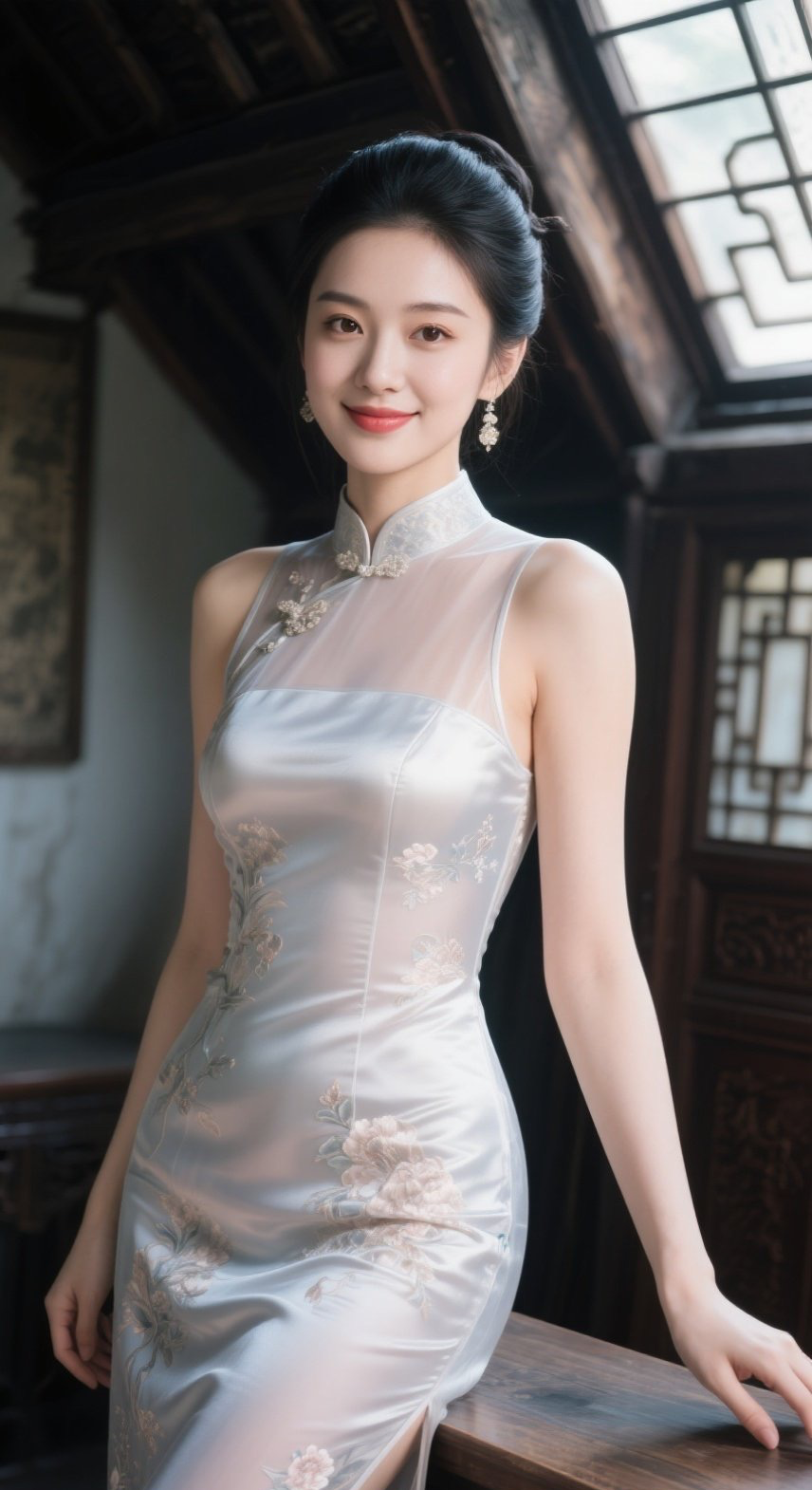 东方美姬旗袍修身，气质如诗步步生辉