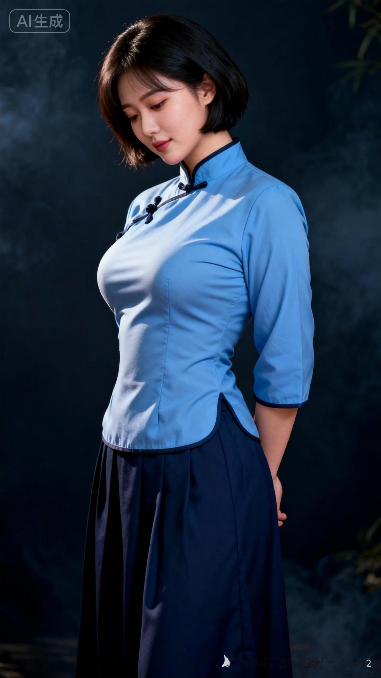 优雅蓝裙，气质满分，尽显东方韵味！💙🌸