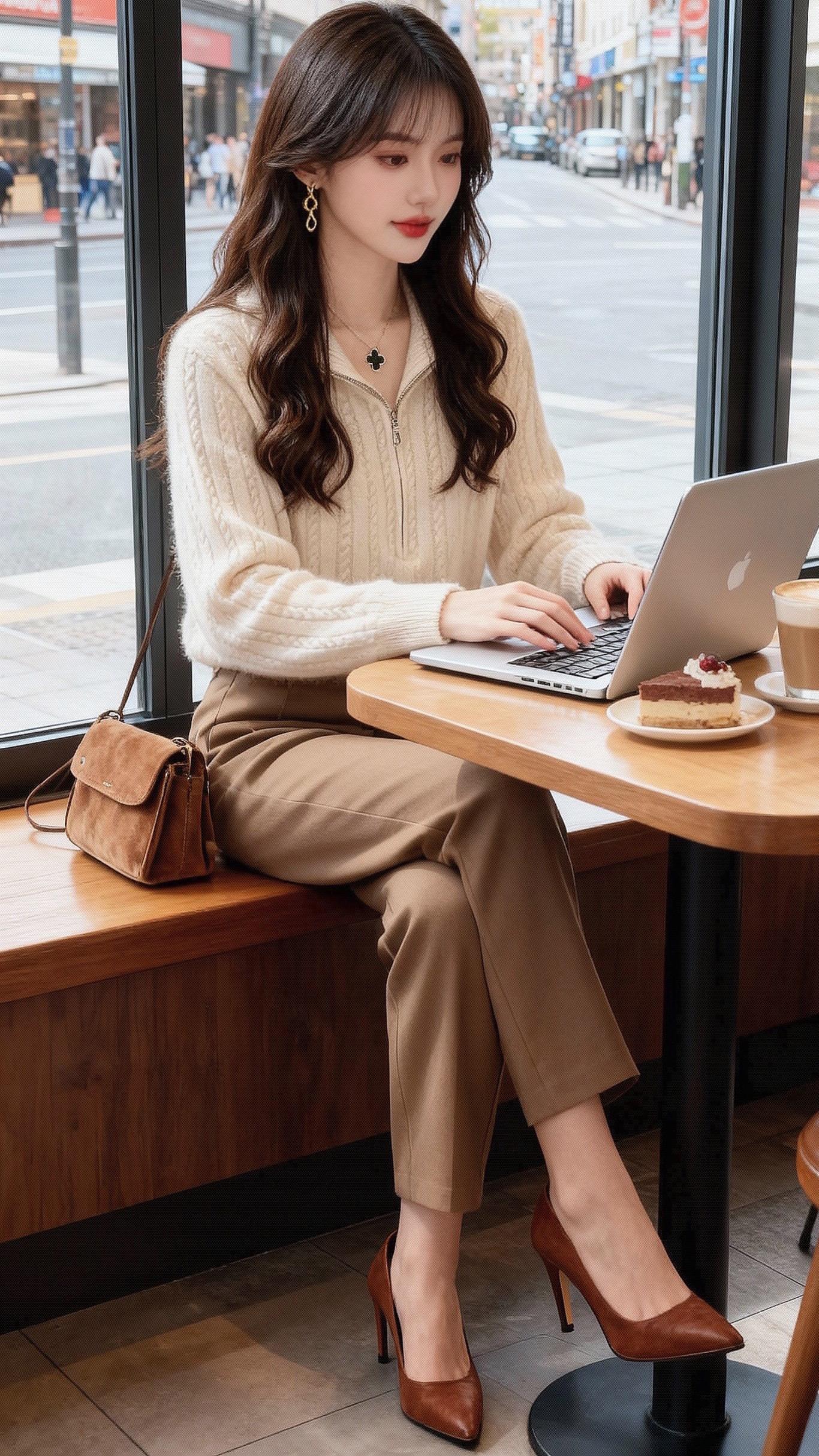 林晚蹲在橱窗模特前，指尖抚过米白针织衫的绞花纹理——这是她攒了半月工资...