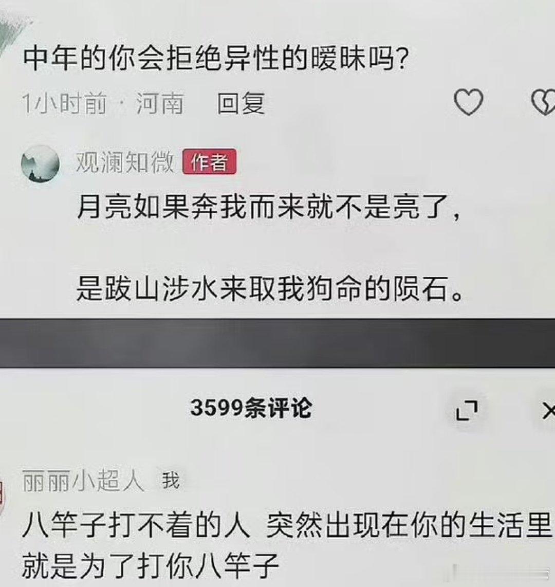 绝，太绝了，我太认同了！所以，一个中年女人或者说已婚女人，面对外面异性的撩拨，还