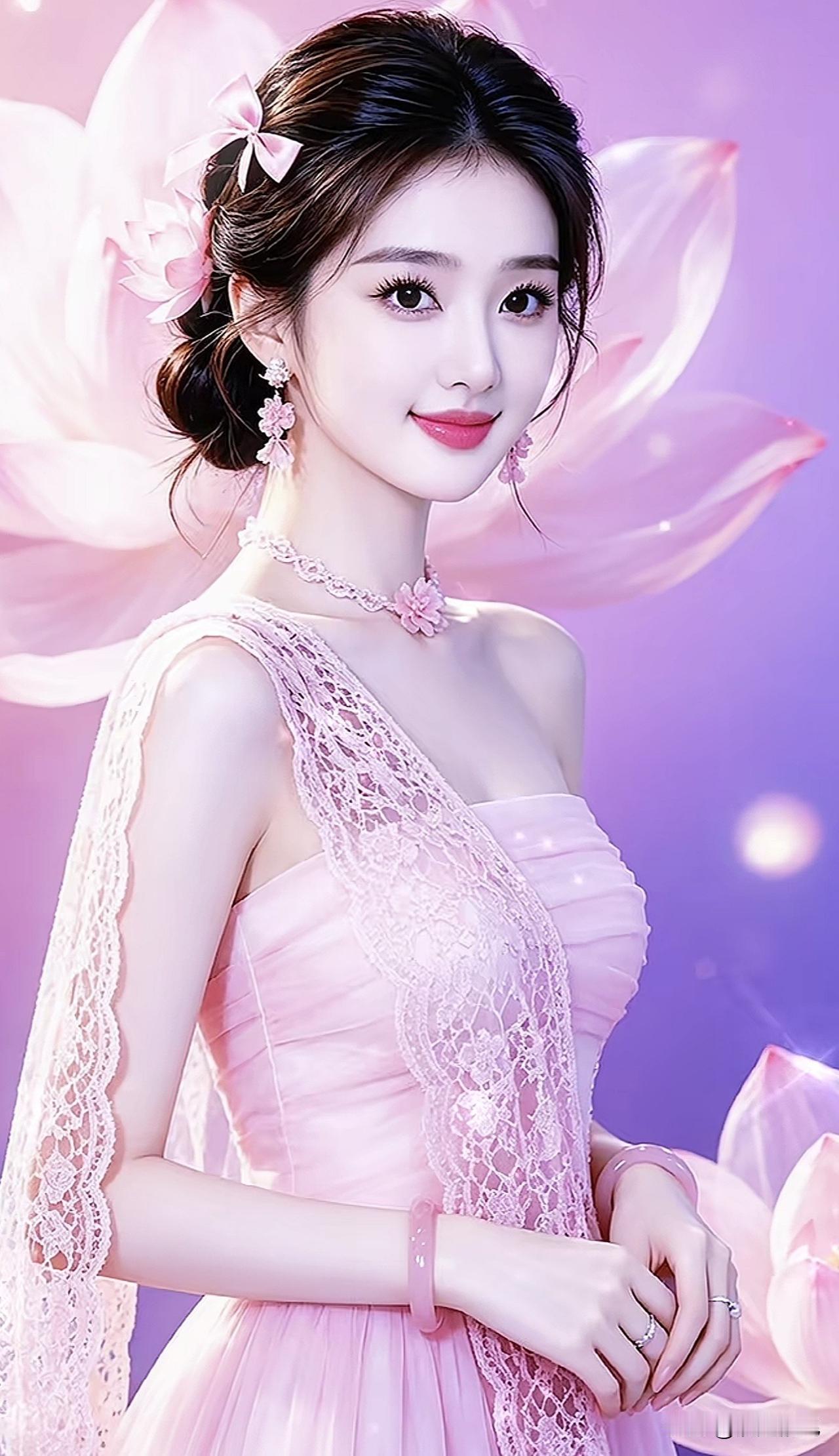 粉嫩少女心，梦幻粉裙，甜美微笑，仙气十足！🌸💖🌸温柔粉裙少女粉裙微笑写真