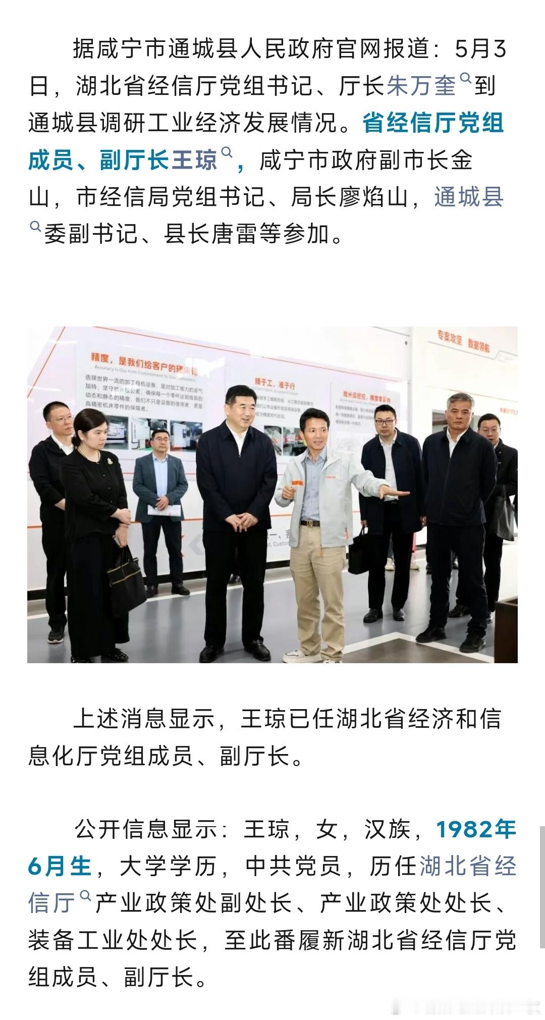 王琼已任湖北省经信厅副厅长。