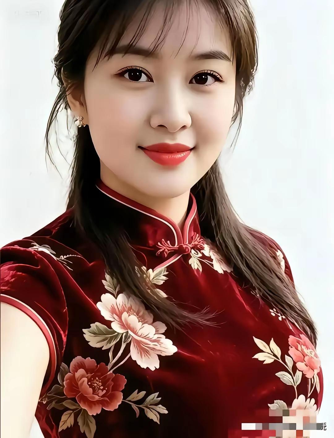 这姑娘穿着花旗袍，真好看！