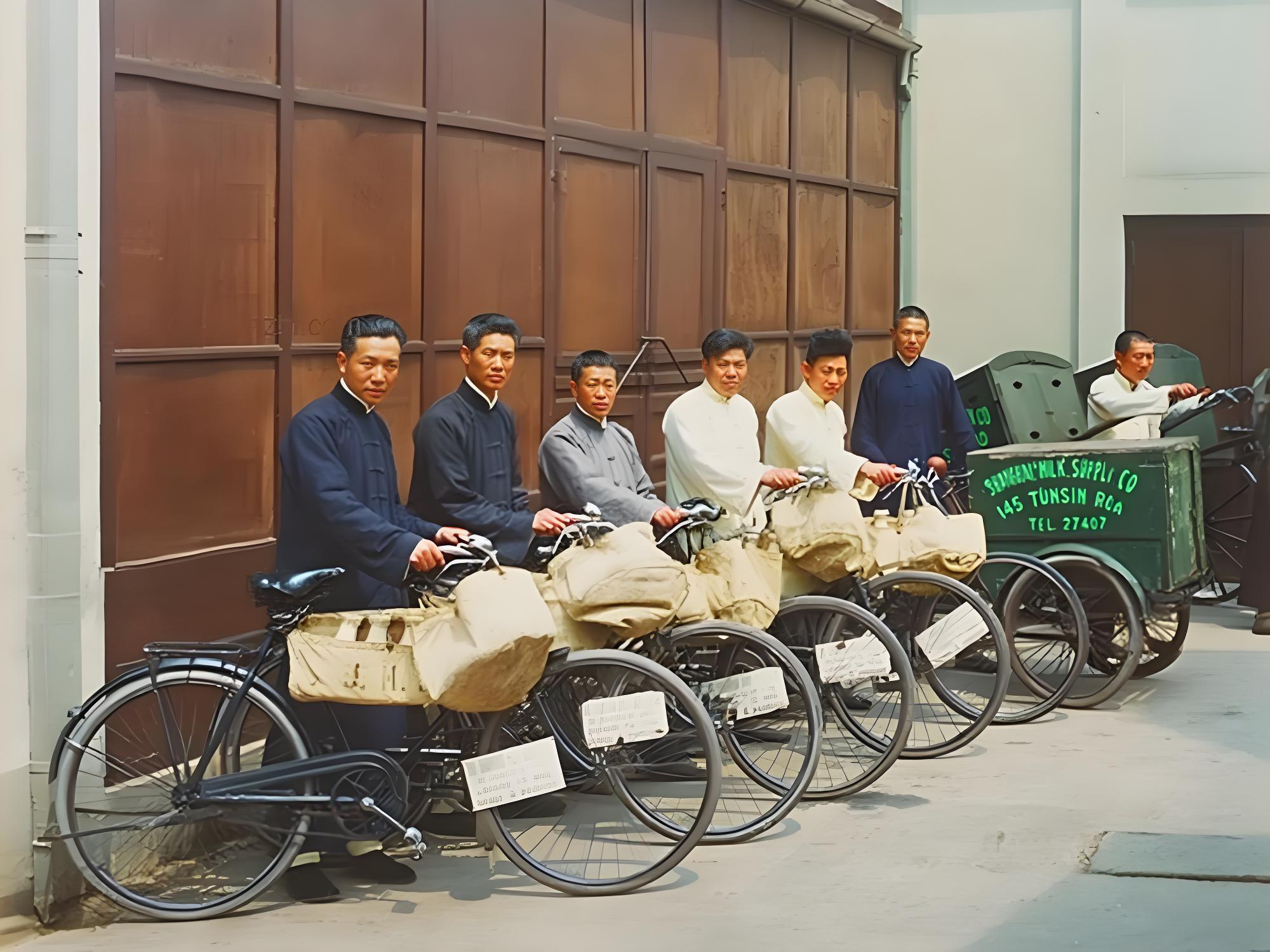 1930年代，上海牛奶公司的送奶工们