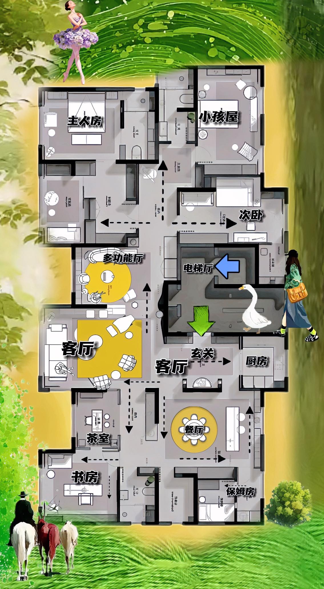 双拼演技好不好，看手法，一个门洞封住了，三居室太幸福了，把公区划分南半球，大家看