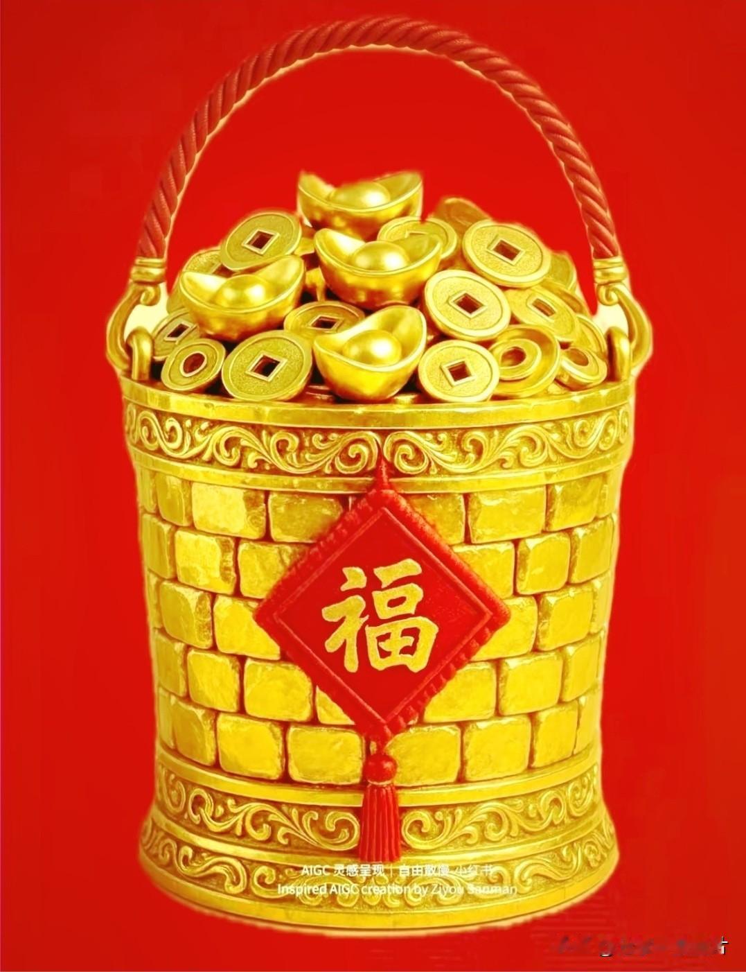 金聚一桶，福满一生。