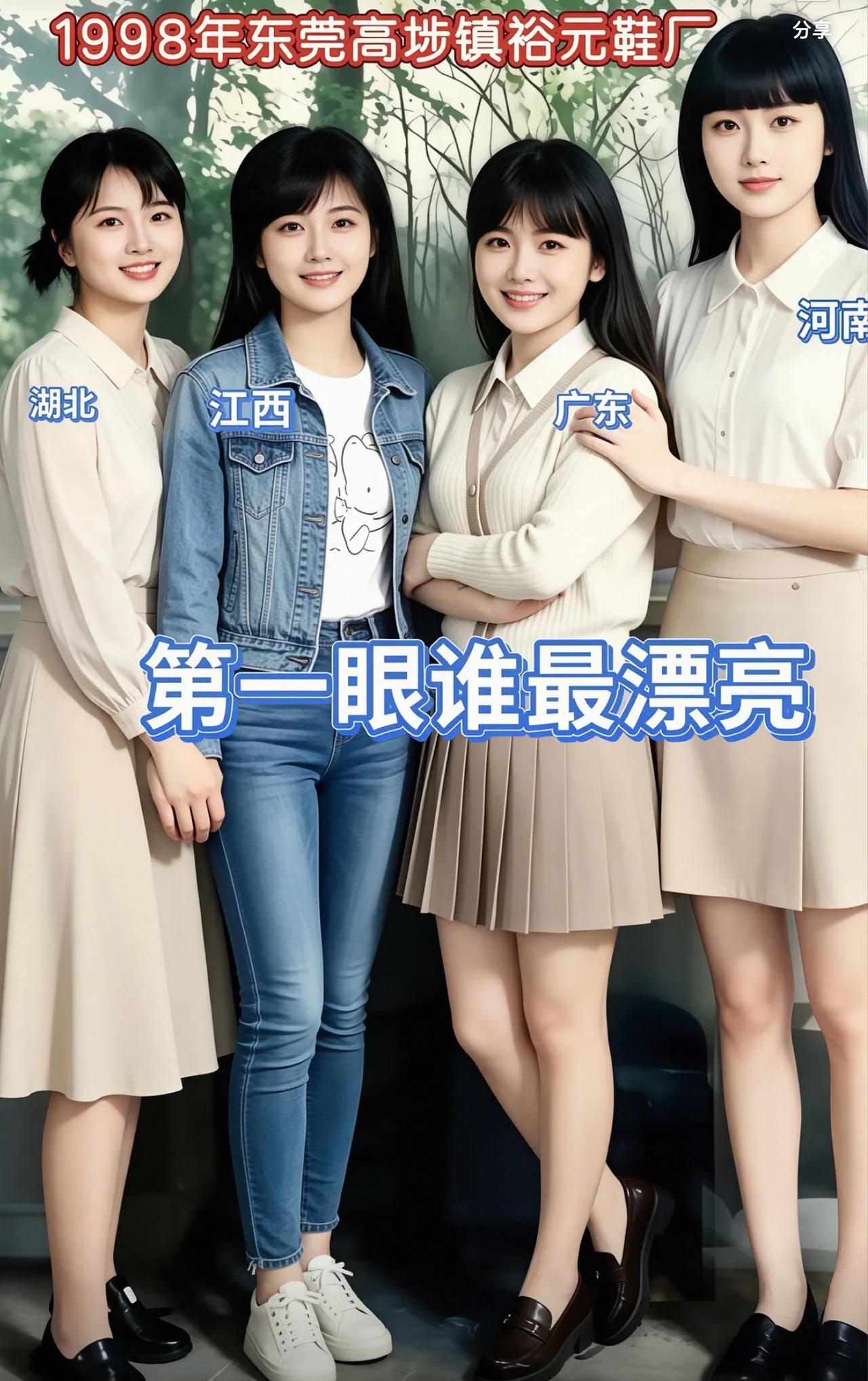 考考你眼力，这四位女生，哪个最漂亮？如果选一位当妻子，你会选湖北美女，还是江西美