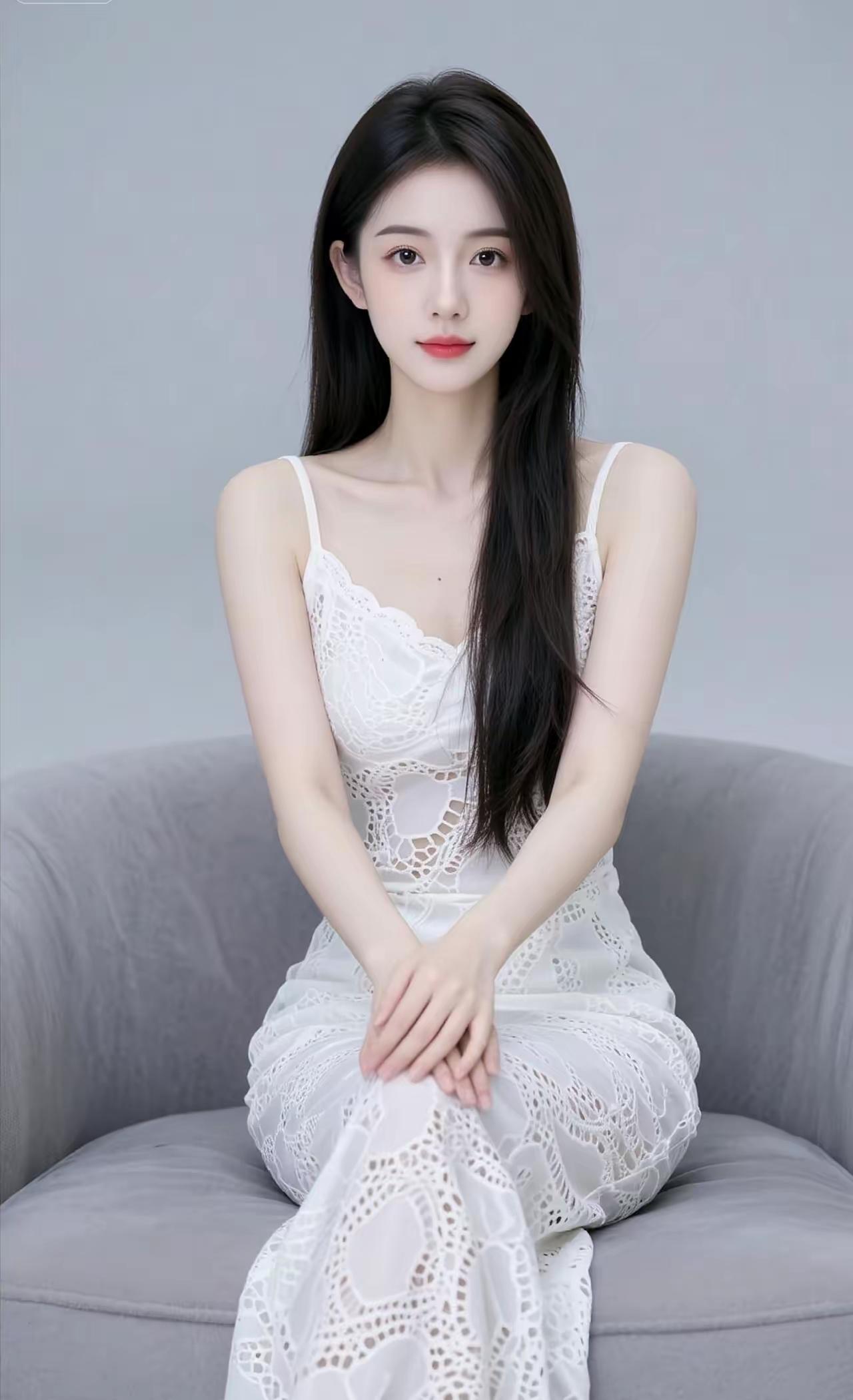 素手轻抚裙，玉人坐春风。