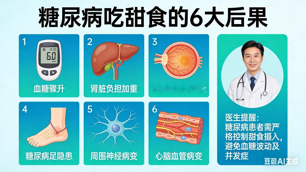 糖尿病吃甜食的6大后果，医生提醒别忽视在大众的普遍认知里，“糖尿病一点甜