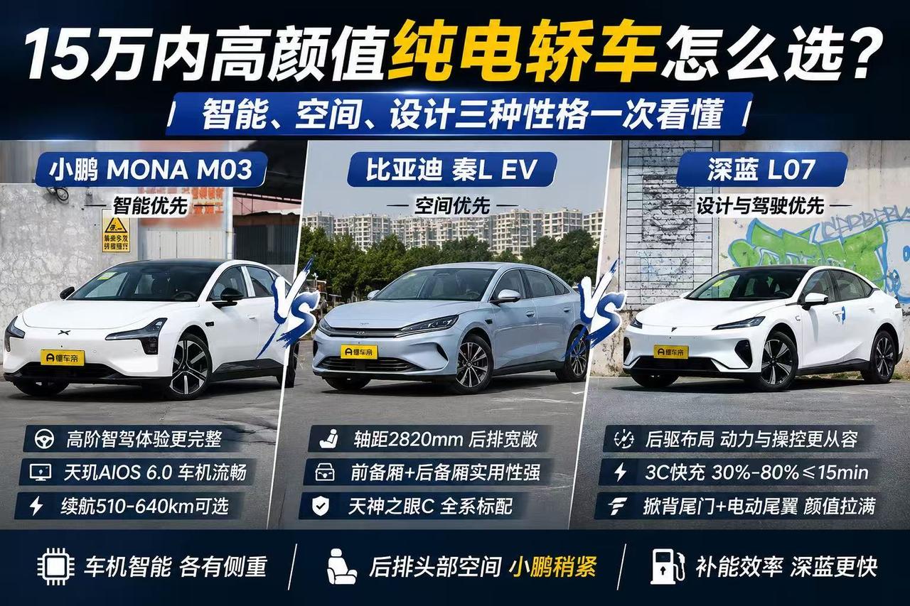 15万内纯电轿跑怎么选？MONAM03、秦LEV、深蓝L07不是同一种性格