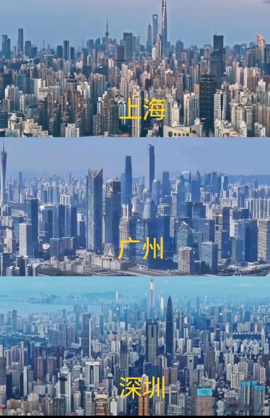 上海广州深圳城建实力巅峰对决，从图片能够看出上海广州深圳这三座城市城建实力水平都