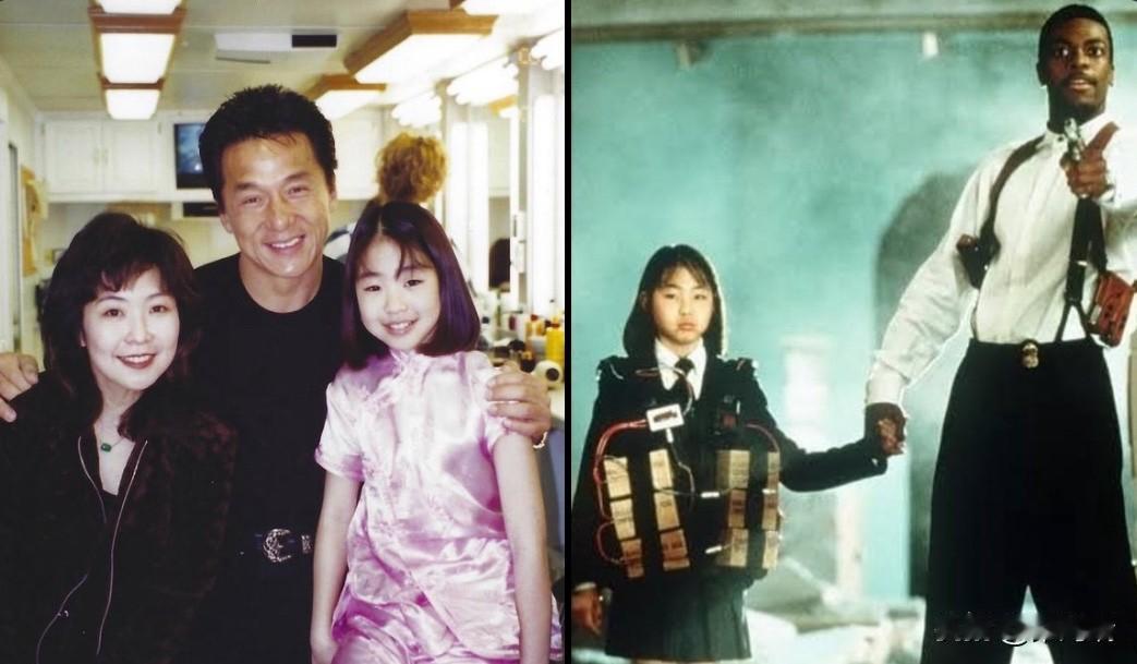 左侧照片中的女士是成龙的妻子林凤娇（JoanLin），而女孩是演员许茱莉（Ju