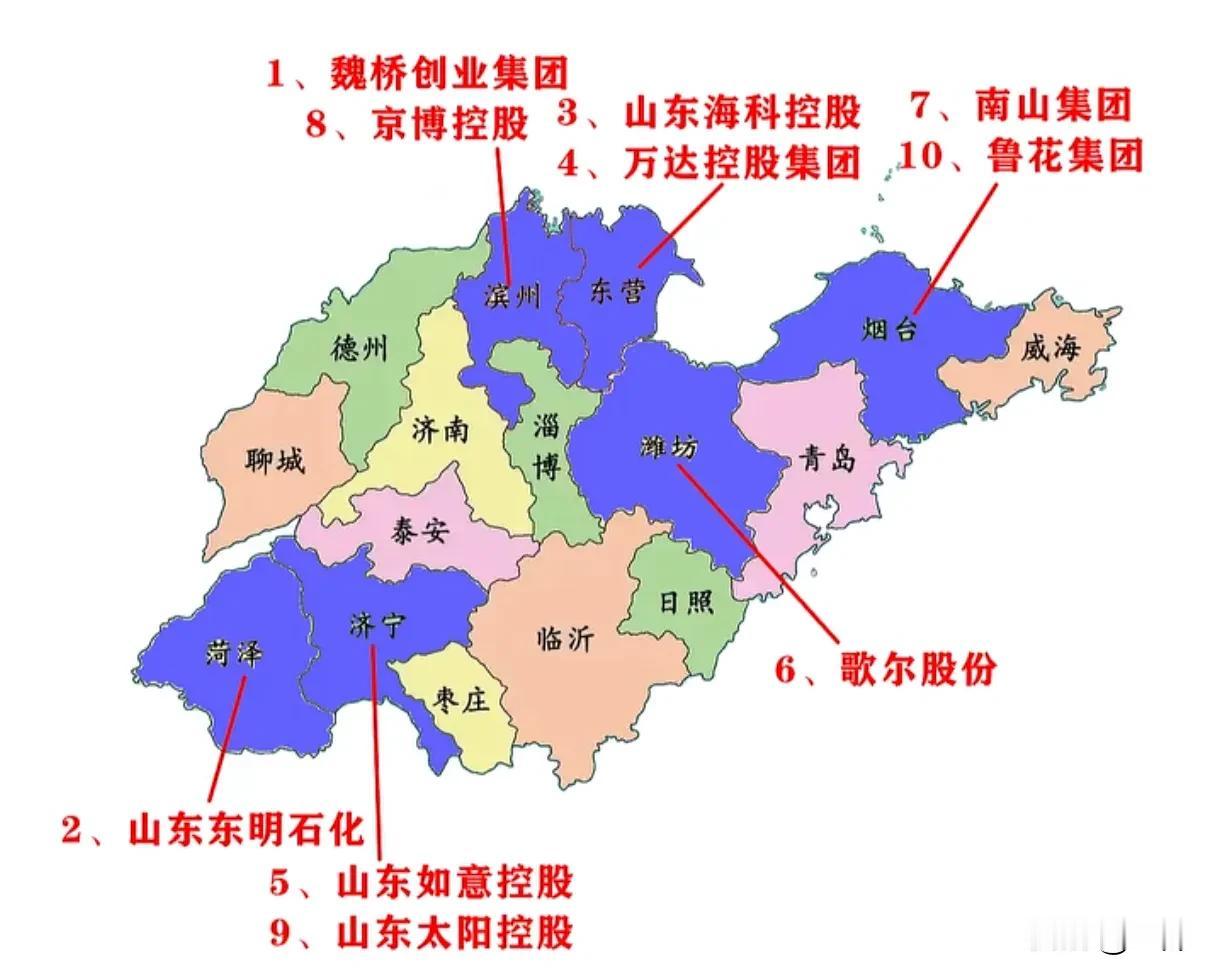 这是山东省民营企业十强。第一名当属邹平的魏桥创业，以前在邹平，魏桥、西王、广富、