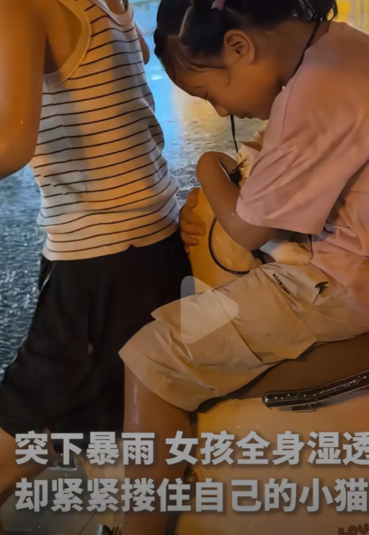 “火到人民日报了！”湖北宜昌突降大雨，一对情侣在棚子里躲雨，在路边看到一对母女在