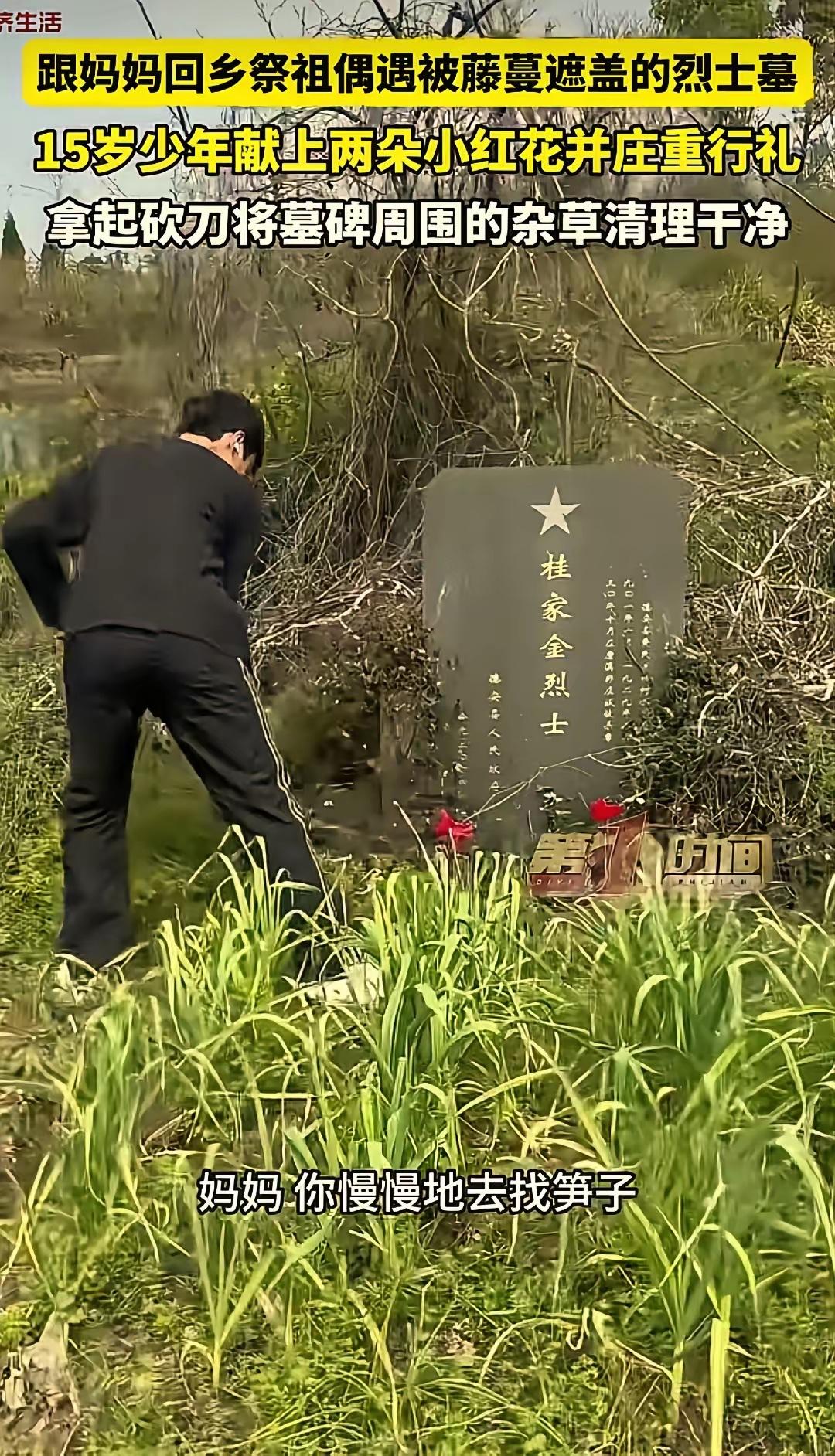 “太懂事了！”江西九江，一女子带15岁儿子回乡上山祭祖，意外在途中发现一座长满藤