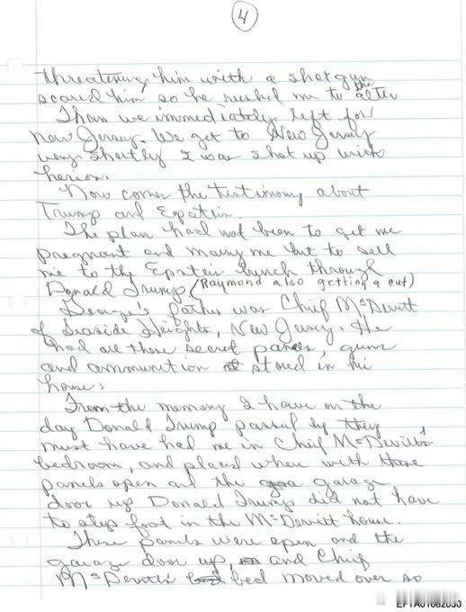 有人从爱泼斯坦的档案里找到这封骇人听闻的关于川普的信件，这是一封手写信，而且司法