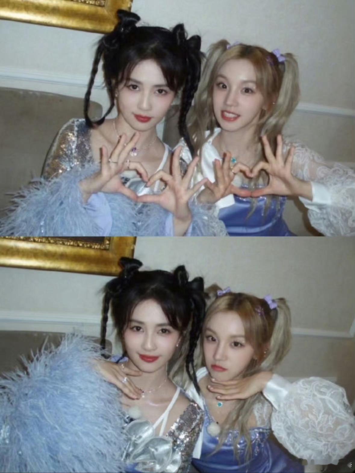 白鹿宋雨琦背后抱白鹿宋雨琦合照来袭，姐姐妹妹关系也太好了，好喜欢看女宝们一起贴贴