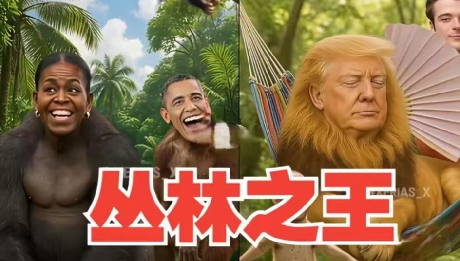 必须“表扬”一下特朗普的操作，精准踩雷的能力堪称一绝！把前总统夫妇P成猩猩，