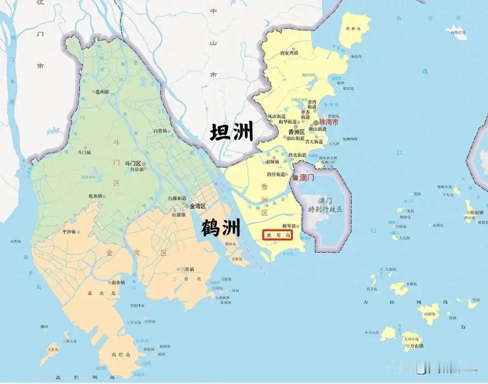 【中国广东:中山“坦洲”与珠海“鹤洲”置换计划方案】:①“珠海”包裹着“中山”