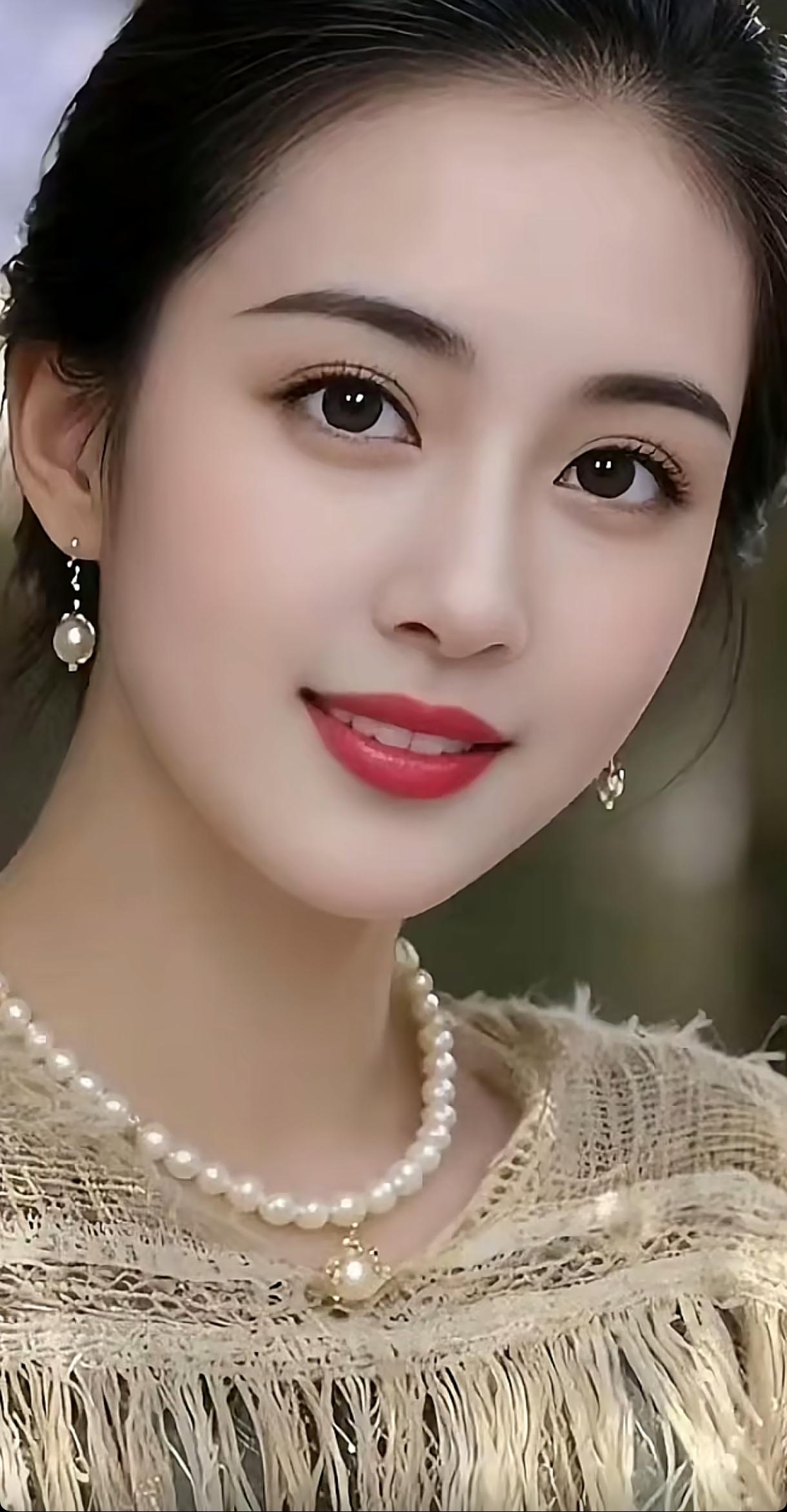 珠光玉色映红颜，岁月静好似画卷。随手拍好图温婉眸光馥碧诗持妆粉霜