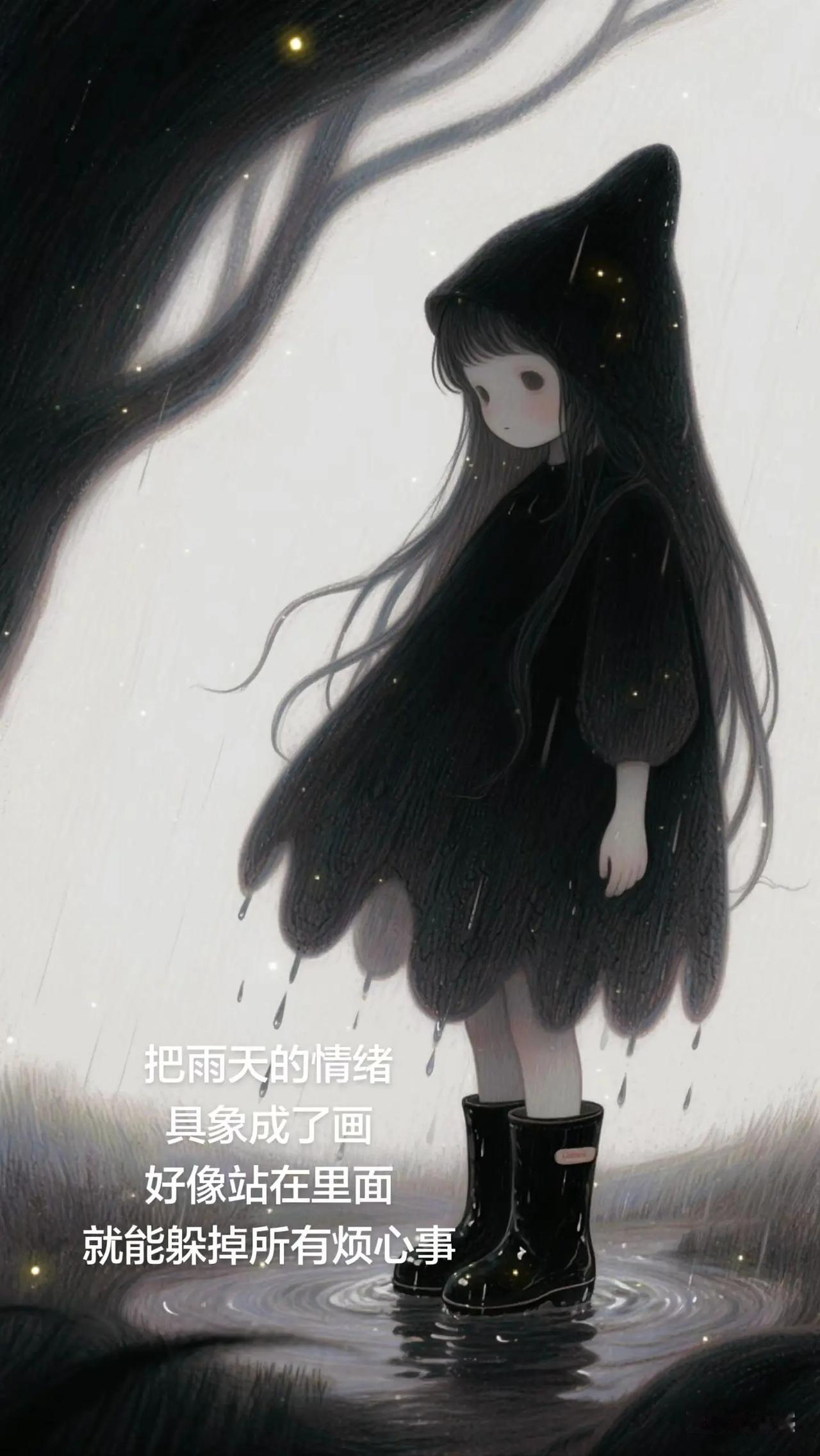 我的图片ai创作暗黑系情绪表达多愁善感的暗夜精灵漫画破碎感