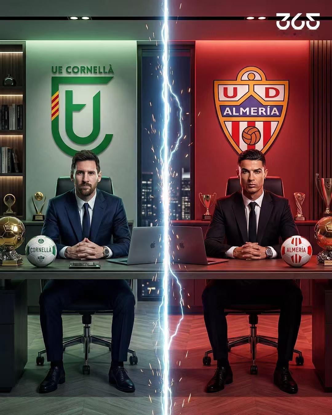 两大球王影响力！据统计，在梅西官宣收购了西班牙第五级别球队科内利亚后，该俱乐部在